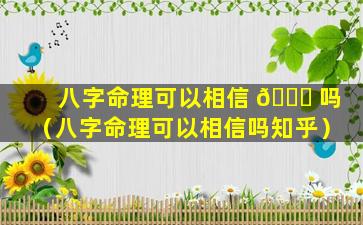 八字命理可以相信 🐞 吗（八字命理可以相信吗知乎）